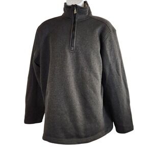 GH Bass Mens Dark Gray 1/4 Zip Pullover Fleece‎ Sweatshirt Size Large Top